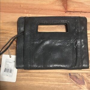 HOBO  Black Leather Handbag with Cutout Handle